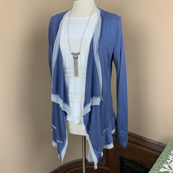 Stetson Sweaters - Stetson Blue Open Cardigan w/Distressed Hem Large